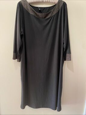 Tiana B. Black Long Sleeve Dress with Metallic Trim